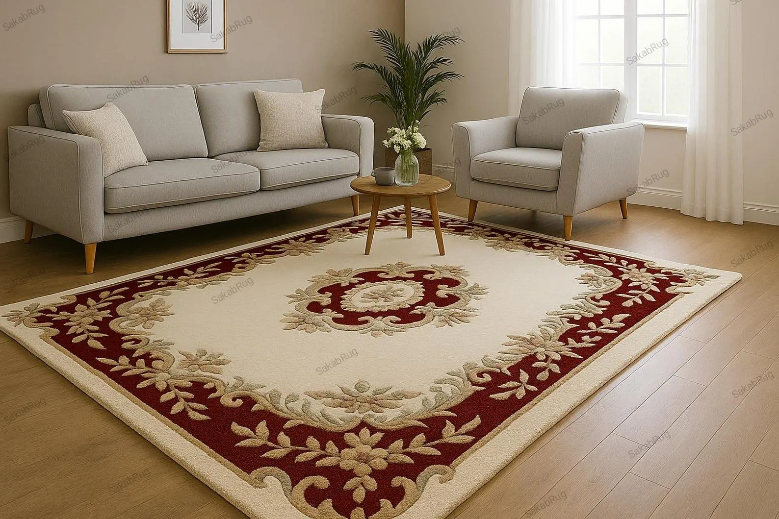 Vintage Style Red Floral Rug Traditional - View 3